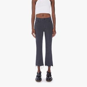 Mother The Insider Crop Step Fray Jeans in Faded Black Size 25